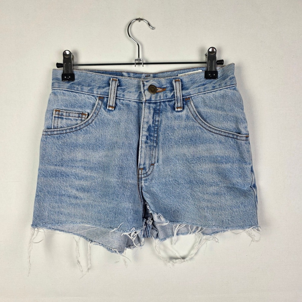 Moda Intl Vintage High Waisted Denim Cut Off Shorts Light Wash Blue Size 2